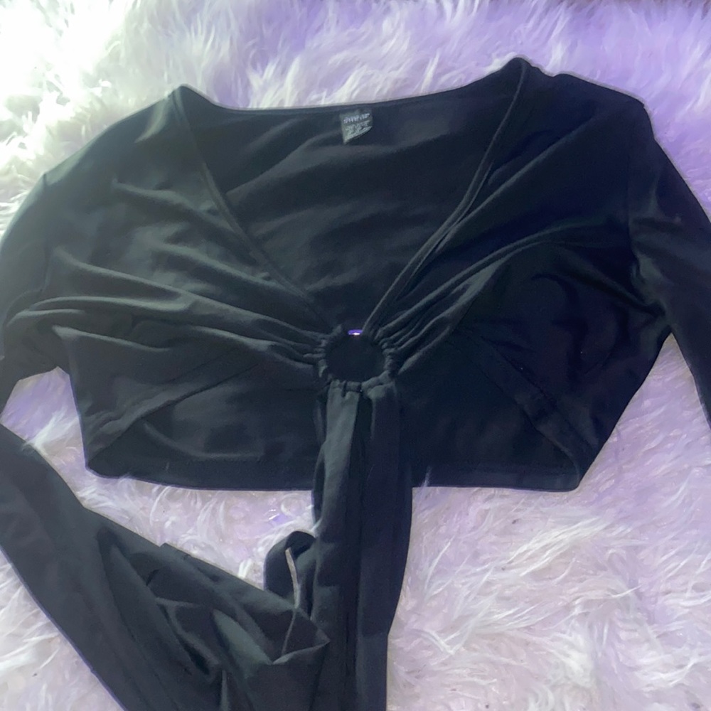 Shein, Black Crop Top with Cutout